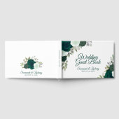 Rustieke Emerald Green Elegante Bloemen Boho Huwel Gastenboek (Volledig)