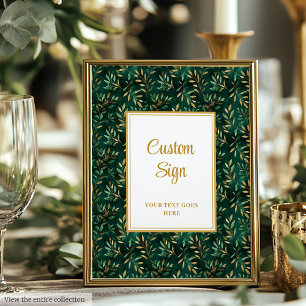 Rustieke Emerald Green Gold Eucalyptus Custom Sign Poster