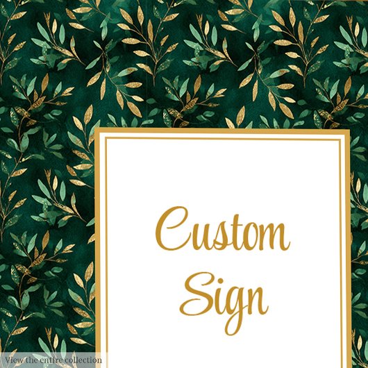 Rustieke Emerald Green Gold Eucalyptus Custom Sign Poster
