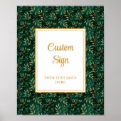 Rustieke Emerald Green Gold Eucalyptus Custom Sign Poster (Voorkant)