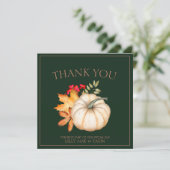 Rustieke Emerald Green herfst Herfst pompoenen bru Bedankkaart (Staand voorkant)