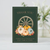 Rustieke Emerald Green herfst Herfst pompoenen bru Bedankkaart (Staand voorkant)