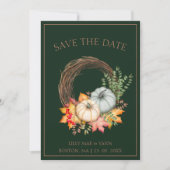 Rustieke Emerald Green herfst Herfst pompoenen bru Save The Date (Voorkant)