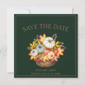 Rustieke Emerald Green herfst Herfst pompoenen bru Save The Date (Voorkant)