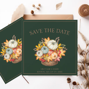 Rustieke Emerald Green herfst Herfst pompoenen bru Save The Date