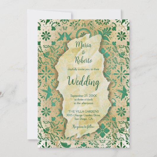 Rustieke Emerald Green Tegels Mexicaanse bruiloft Kaart (Voorkant)