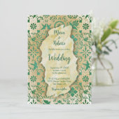 Rustieke Emerald Green Tegels Mexicaanse bruiloft  Kaart (Staand voorkant)