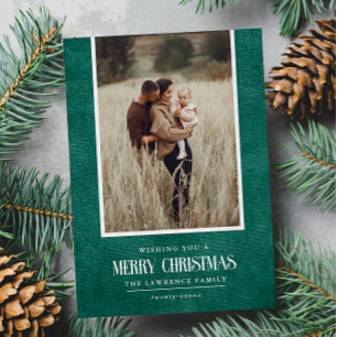 Rustieke Emerald Green Winter Kerstfoto Feestdagenkaart