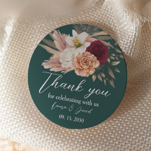 Rustieke Emerald Wedding Dank u Sticker
