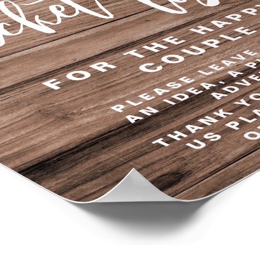 Rustieke emmerlijst Zonnebloem trouwteken poster (Hoek)