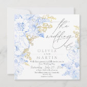 Rustieke en elegante bloemen gouden bruiloft kaart (Voorkant)