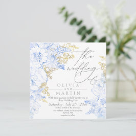 Rustieke en elegante bloemen gouden bruiloft kaart