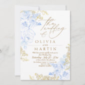 Rustieke en elegante Bloemen Roos Gold Wedding Kaart (Voorkant)