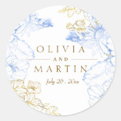 Rustieke en elegante Bloemen Roos Gold Wedding Ronde Sticker (Voorkant)