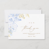 Rustieke en elegante bloemen Roze Gouden Bruiloft Bedankkaart (Voorkant)