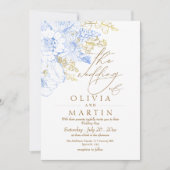 Rustieke en elegante Florals Minimalis Gold Weddin Kaart (Voorkant)