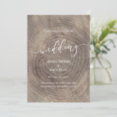 Rustieke en elegante houten huwelijksuitnodiging kaart (Staand voorkant)