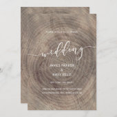 Rustieke en elegante houten huwelijksuitnodiging kaart (Voorkant / Achterkant)