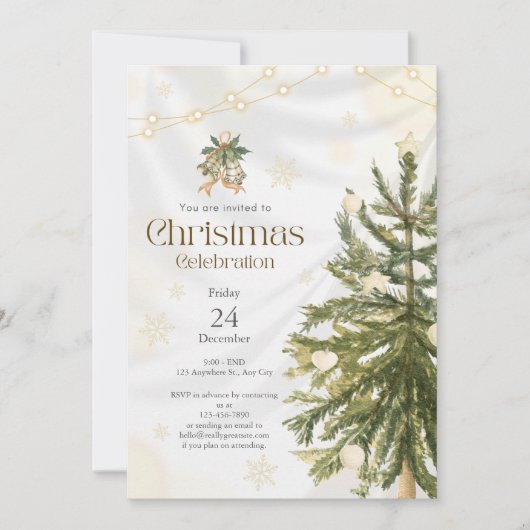 Rustieke en elegante kerstviering uitnodiging (Voorkant)