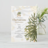 Rustieke en elegante kerstviering uitnodiging (Staand voorkant)