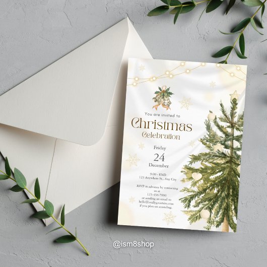 Rustieke en elegante kerstviering uitnodiging