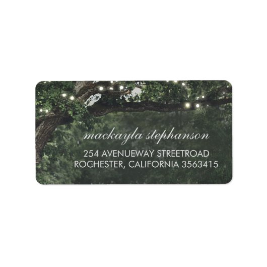 Rustieke en Lights Tree Bruiloft Etiket (Voorkant)
