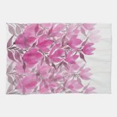 Rustieke en roze magnolia aquarel theedoek (Horizontaal)