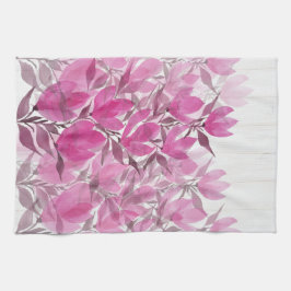 Rustieke en roze magnolia aquarel theedoek