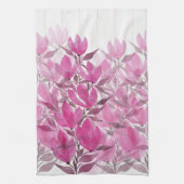 Rustieke en roze magnolia aquarel theedoek (Verticaal)