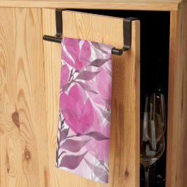 Rustieke en roze magnolia aquarel theedoek