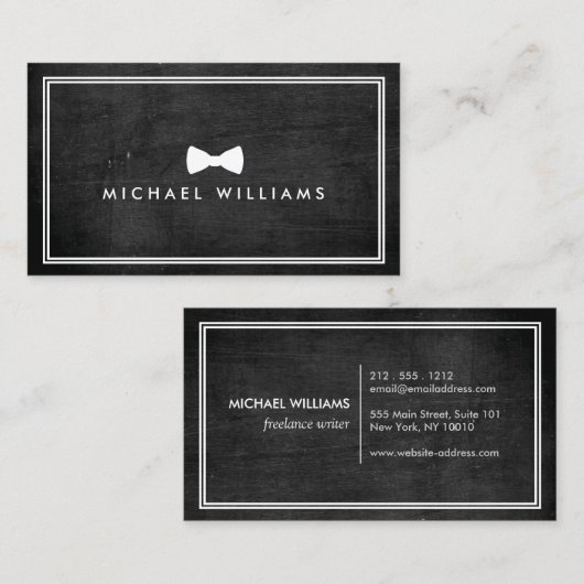 Rustieke en verfijnde Mannen-Stropdas Classic Bow  Visitekaartje (Voorkant / Achterkant)
