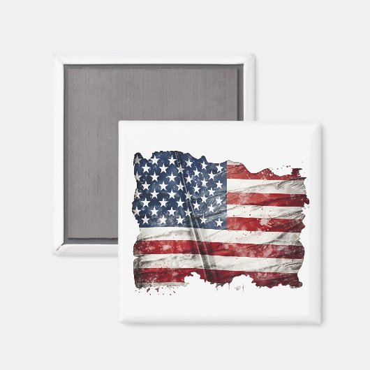 Rustieke en verweerde Amerikaanse vlag Magneet (Voorkant / Achterkant)