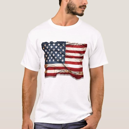 Rustieke en verweerde Amerikaanse vlag T-shirt (Voorkant)