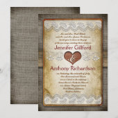 Rustieke en vintage huwelijksuitnodigingen kaart (Voorkant / Achterkant)