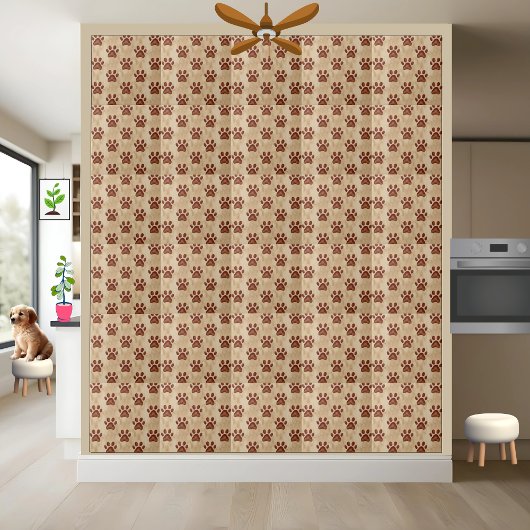 Rustieke en Warm Brown Paw Print Pattern Tegel Tegeltje