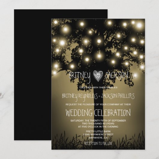 Rustieke Enchanted Oak Tree Huwelijksuitnodigingen Kaart (Voorkant / Achterkant)