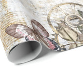  Rustieke Ephemera Roze Bloem Cadeaupapier (Rol Hoek)