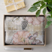 Rustieke Ephemera Roze Bloemen Gift Bag Tissuepapier (Geschenk)