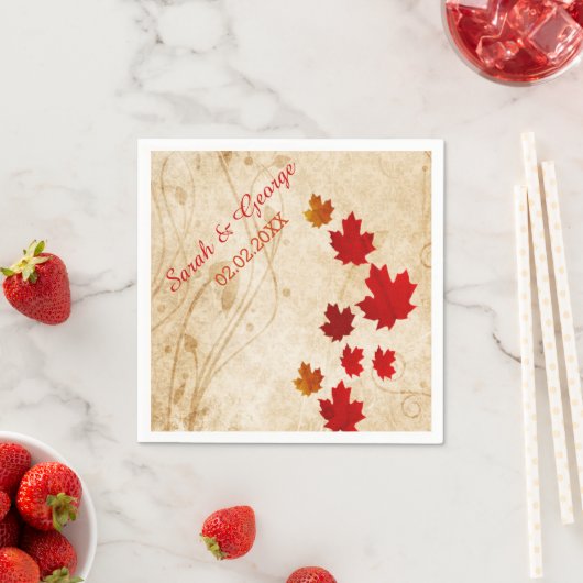 Rustieke esdoornbladeren, herfst bruiloft papieren servetten (Insitu)