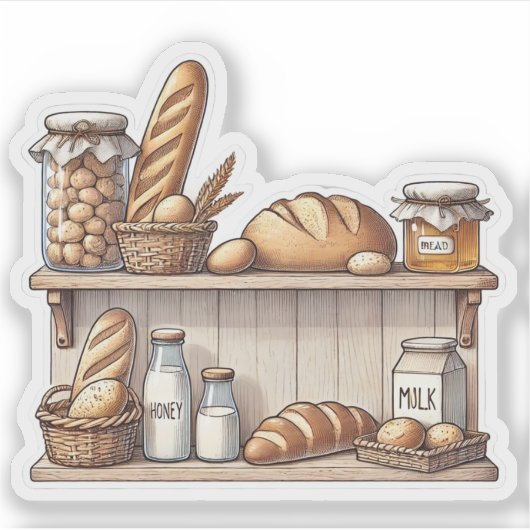 rustieke esthetische broodplank sticker (Voorkant)