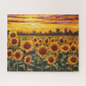 Rustieke esthetische zonnebloem zonsondergang legpuzzel (Horizontaal)