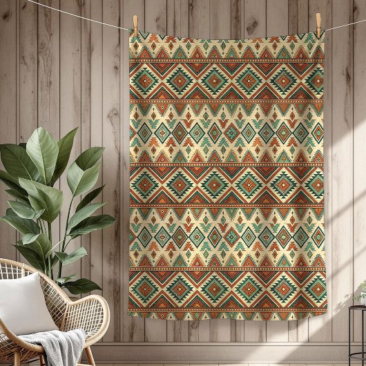 Rustieke Etnische Inheemse Artistiek koperblauw Fleece Deken