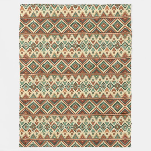 Rustieke Etnische Inheemse Artistiek koperblauw Fleece Deken (Voorkant)