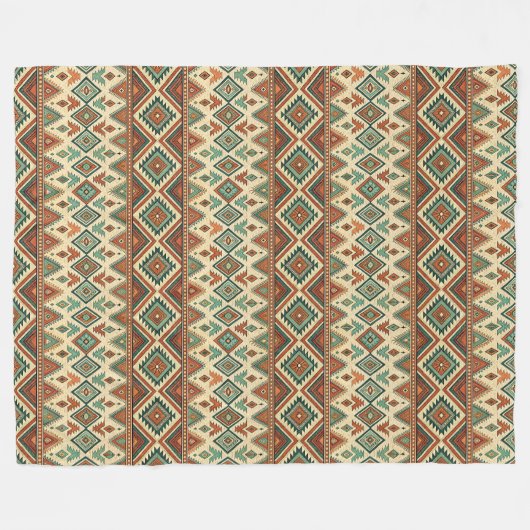 Rustieke Etnische Inheemse Artistiek koperblauw Fleece Deken (Voorkant (Horizontaal))