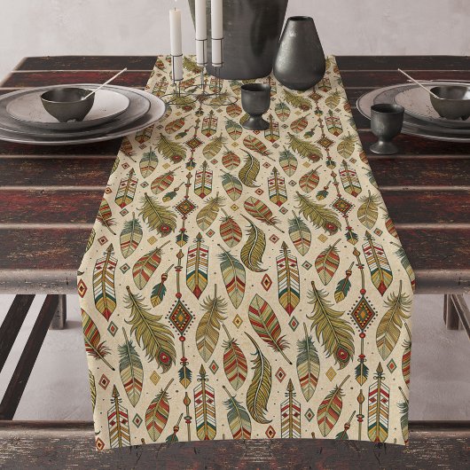 Rustieke Etnische Tafelloper Pijlen en Veren