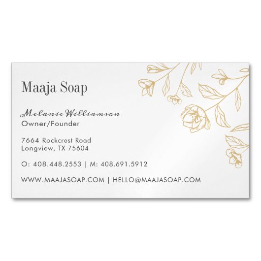 Rustieke Etstijl Bloemenmonogram Magnetisch Visitekaartje (Voorkant)