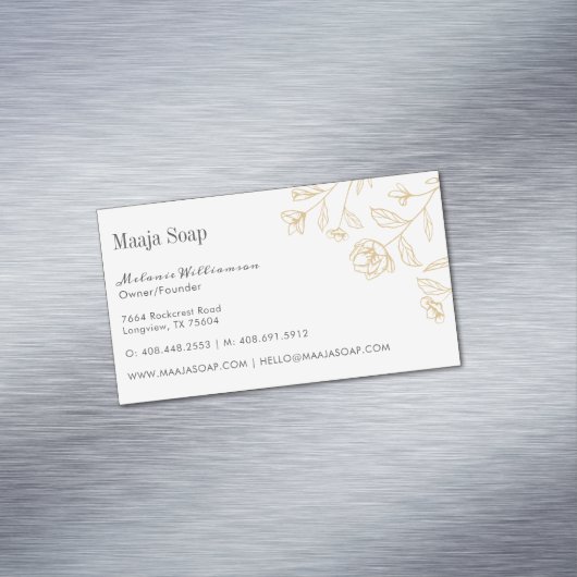 Rustieke  Etstijl Bloemenmonogram Magnetisch Visitekaartje (Voorbeeld)