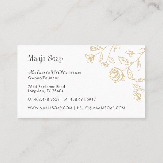 Rustieke Etstijl Bloemenmonogram Visitekaartje (Achterkant)