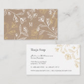 Rustieke Etstijl Bloemenmonogram Visitekaartje (Voorkant / Achterkant)