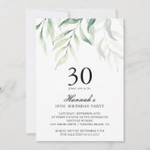 Rustieke Eucalyptus 30ste verjaardag Uitnodiging (Voorkant)